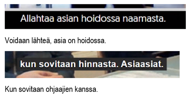 Kuvassa tekstit Allahtaa asian hoidossa naamasta. Voidaan lähteä, asia hoidossa. Kun sovitaan hinnasta. Asiaasiat. Kun sovitaan ohjaajien kanssa.