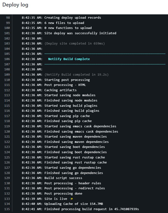 Kuviossa deploy log kellonaikoineen.