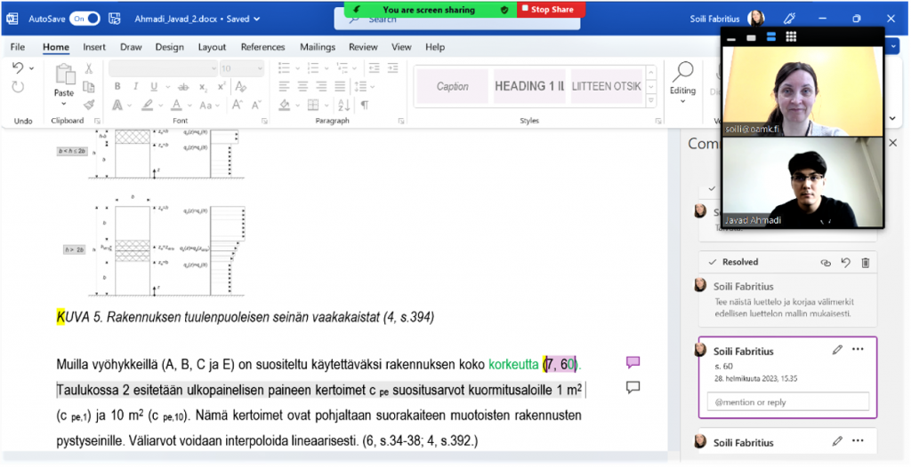 Kuvakaappaus Zoom-istunnosta.