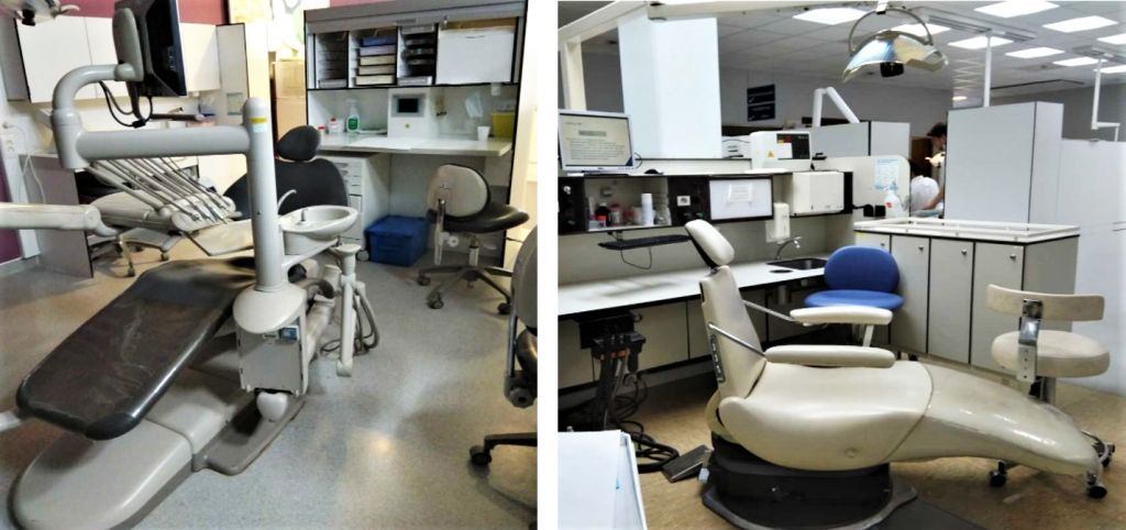 Two pictures about dental clinic.