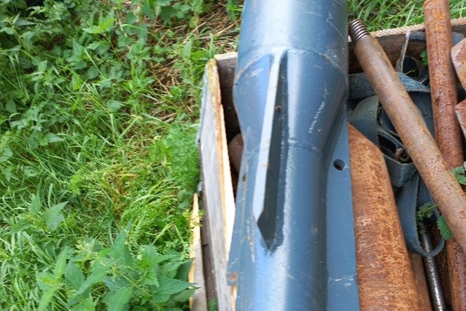 Photo about a blade of the used pipe splitter.