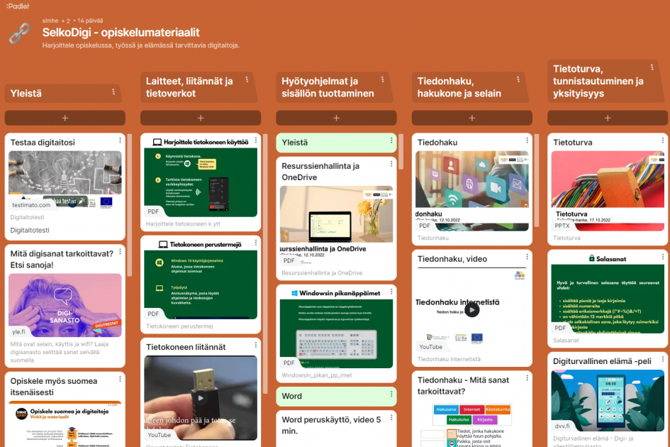 Kuvakaappaus Padlet-taulusta.