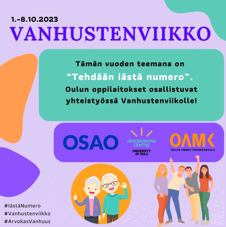 Kuvitettu mainos vanhustenviikosta.