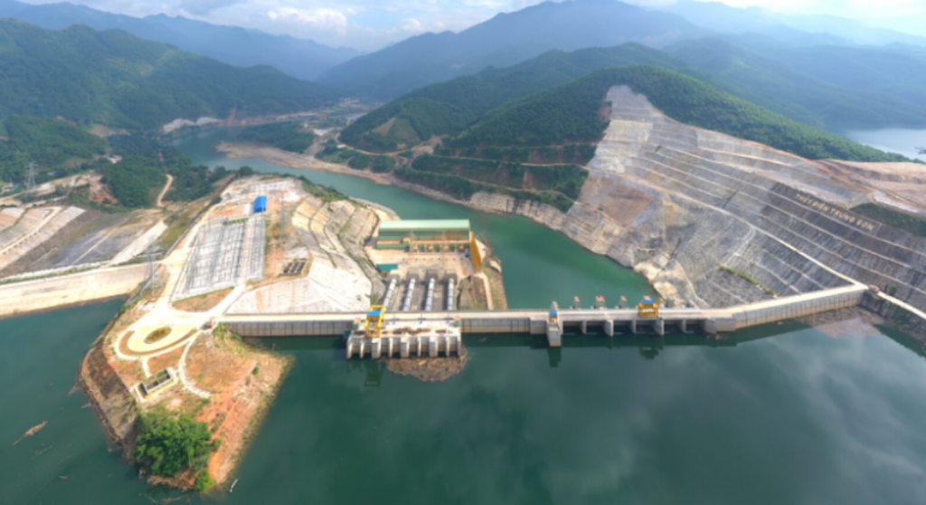 Aerial photo of the hydro-power plant.