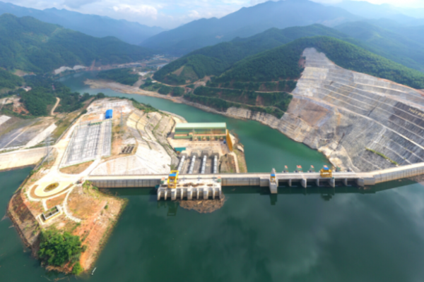 Aerial photo of the hydro-power plant.