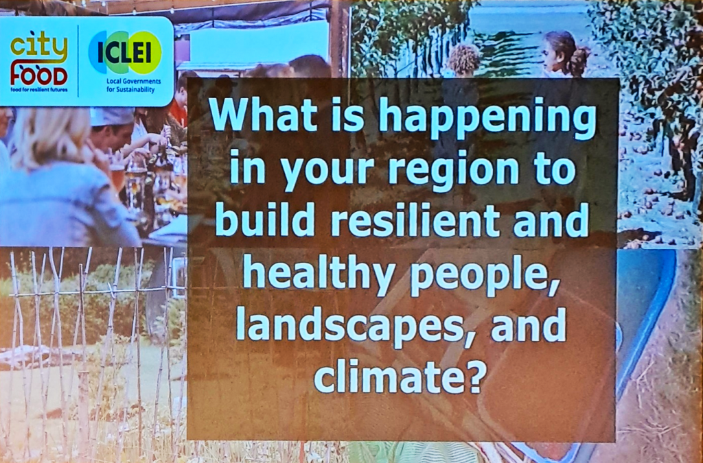 Screenshot with a text: What is happening in your region to build resilient and healthy people, landscapes, and climate?